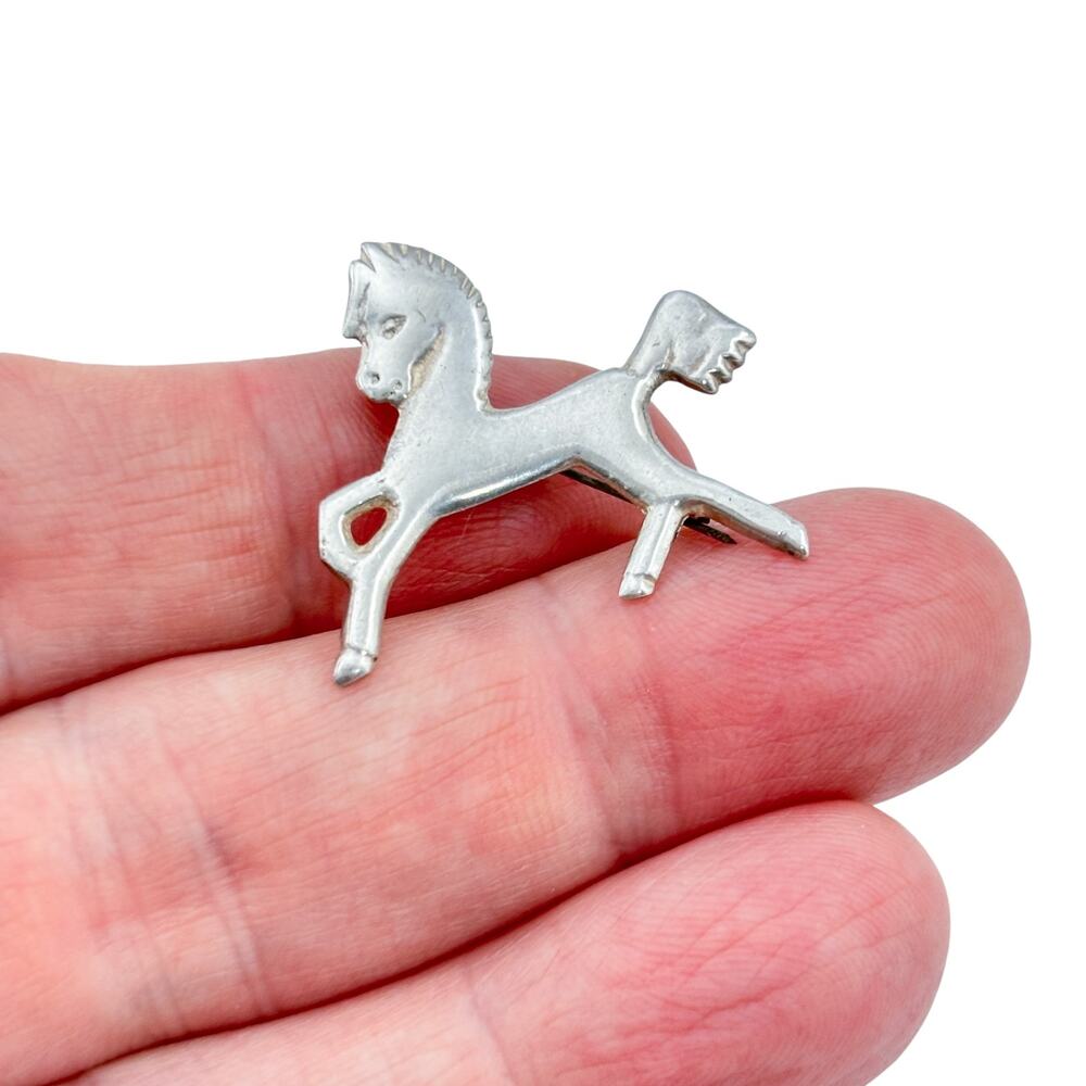 Vintage Sterling Silver 925 Prancing Horse Brooch